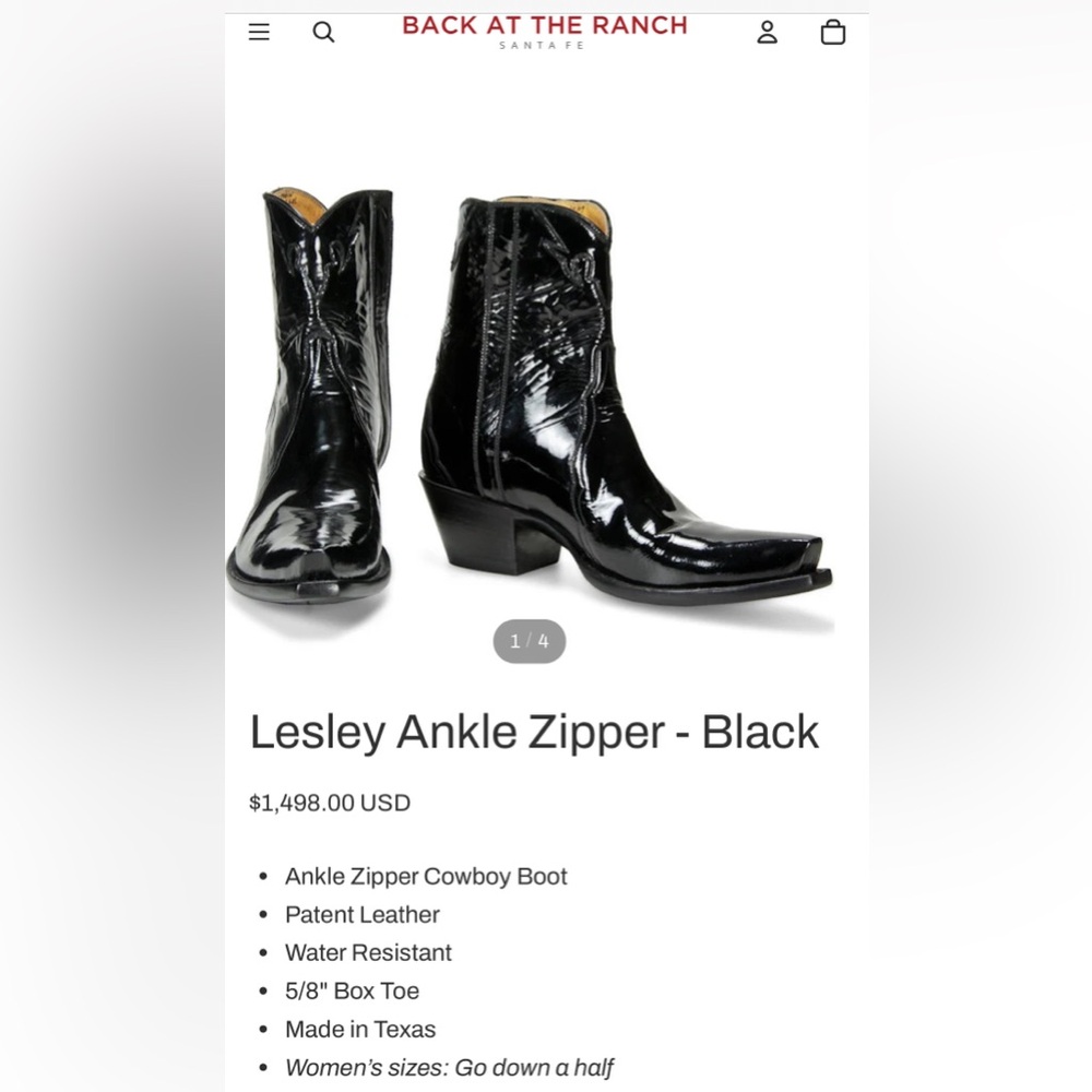Back at the Ranch Lesley western patent leather ankle zipper Boots 7.5/8
